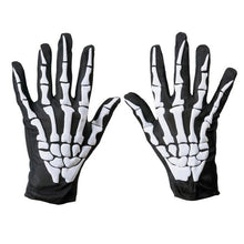 Load image into Gallery viewer, 2017 Fashion New Halloween Skull Bone Skeleton Goth Racing Full Finger Gloves White Green luvas de inverno High Quality