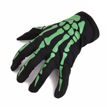Load image into Gallery viewer, 2017 Fashion New Halloween Skull Bone Skeleton Goth Racing Full Finger Gloves White Green luvas de inverno High Quality