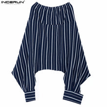 Load image into Gallery viewer, INCERUN 2018 Hot Sale Men Clothing Hip Hop Streetwear Striped Loose Crotch Harem Pants Baggy Male Fashion Plus Size Trousers Men